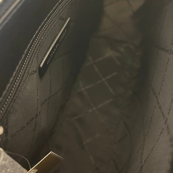 Michael Kors Purse & Wallet Sheila Medium Signature and Metallic Satchel Black - Picture 8 of 12